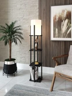 Standleuchte "Nora" In Schwarz/ Weiß - (H)135 X (T)21 Cm