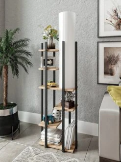 Standleuchte "Vogue" In Schwarz/ Weiß/ Natur - (B)45 X (H)160 Cm -BRILLIANT Verkäufe aberto design standleuchte vogue in schwarz weiss natur b 45 x h 160 cm 4