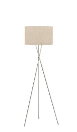 Stehleuchte Wotan In Nickelfarben / Sandfarben - (H)160 X (D)68 Cm