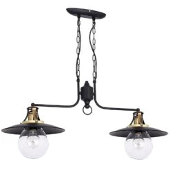 Pendelleuchte In Schwarz Messing Gebürstet Klar