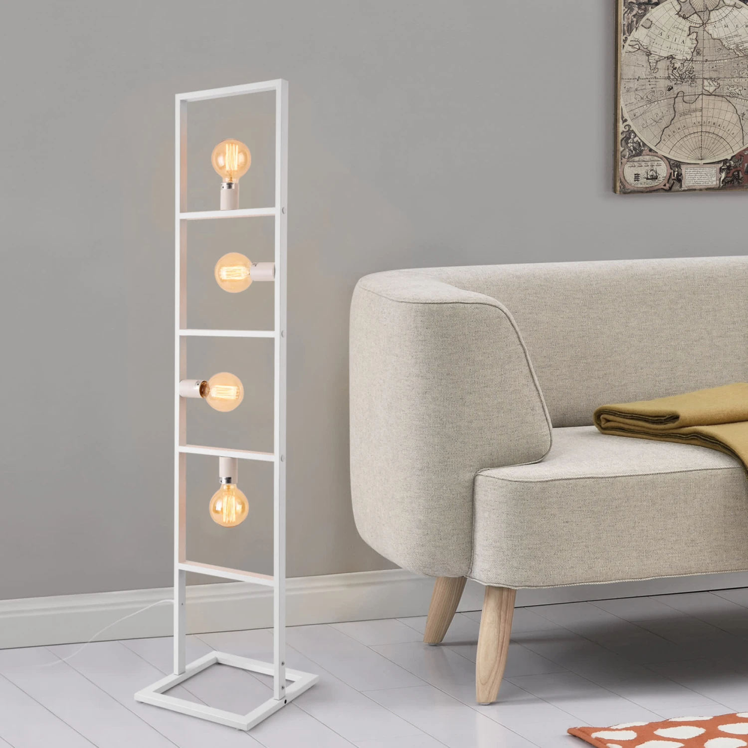 Stehleuchten Plauen In Weiß (H)142.5cm (B)31cm (T)31cm 4 Stehleuchten Plauen In Weiß (H)142.5cm (B)31cm (T)31cm – Bild 4