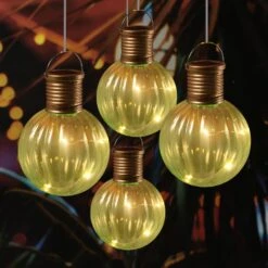 4er Set LED Solar Glühbirne GLOW H: 11cm In Grün