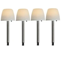 4er Set LED Solar Wegleuchte Mit Mini Lampenschirm H: 28cm In Weiß -BRILLIANT Verkäufe marelida 4er set led solar wegleuchte mit mini lampenschirm h 28cm in weiss 2