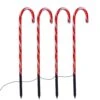 4er Set LED Zuckerstangen Gartenstecker Für Außen H: 44cm In Weiß, Rot