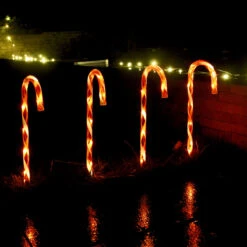 4er Set LED Zuckerstangen Gartenstecker Für Außen H: 44cm In Weiß, Rot -BRILLIANT Verkäufe marelida 4er set led zuckerstangen gartenstecker fur aussen h 44cm in weiss rot 2