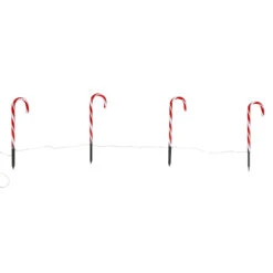 4er Set LED Zuckerstangen Gartenstecker Für Außen H: 44cm In Weiß, Rot -BRILLIANT Verkäufe marelida 4er set led zuckerstangen gartenstecker fur aussen h 44cm in weiss rot 4