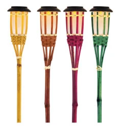 LED Solar Fackel Gartenfackel Aus Bambus H: 54cm In Gelb -BRILLIANT Verkäufe marelida led solar fackel gartenfackel aus bambus h 54cm in gelb 3