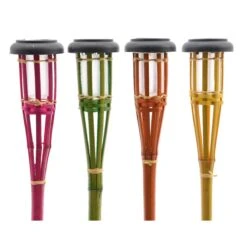 LED Solar Fackel Gartenfackel Aus Bambus H: 54cm In Gelb -BRILLIANT Verkäufe marelida led solar fackel gartenfackel aus bambus h 54cm in gelb 4