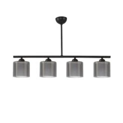 Deckenleuchte Linear 4-flammig Doppelt Verglasung Schwarz-Grau