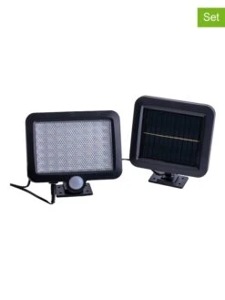 2er-Set: LED-Solar-Außenwandleuchten "Pepe" In Schwarz - (L)15 X (B)13 Cm