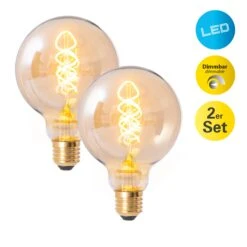 LED Leuchtmittel 2er-Set E27/5W Ø 12,5 Cm In Amber - EEK G