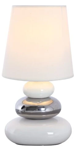 Stoff-Tischleuchte "Stoney" In Weiß