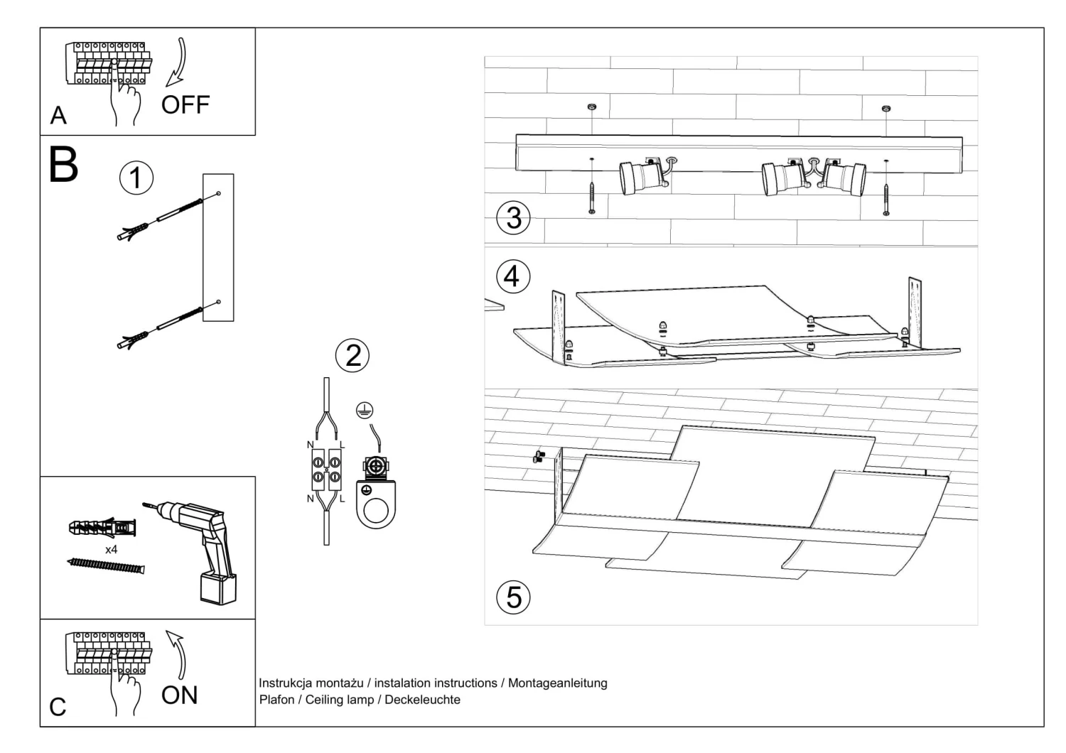 Deckenleuchte MARETT In Weiß (L)61cm (B)53cm (H)7cm 5 Deckenleuchte MARETT In Weiß (L)61cm (B)53cm (H)7cm – Bild 5