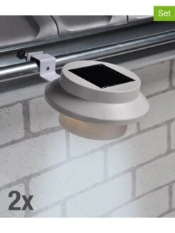 2er-Set: LED-Solar-Dachrinnenleuchten In Weiß - (B)12 X (H)6 X (T)12 Cm