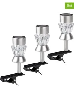 3er-Set: LED-Solarleuchte In Silber - (H)20 Cm
