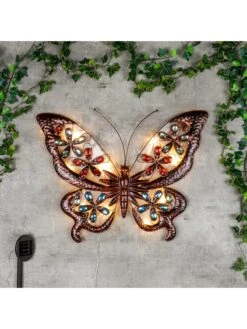 LED-Solar-Wandlicht "Schmetterling" In Braun - (L)66 X (B)50 Cm